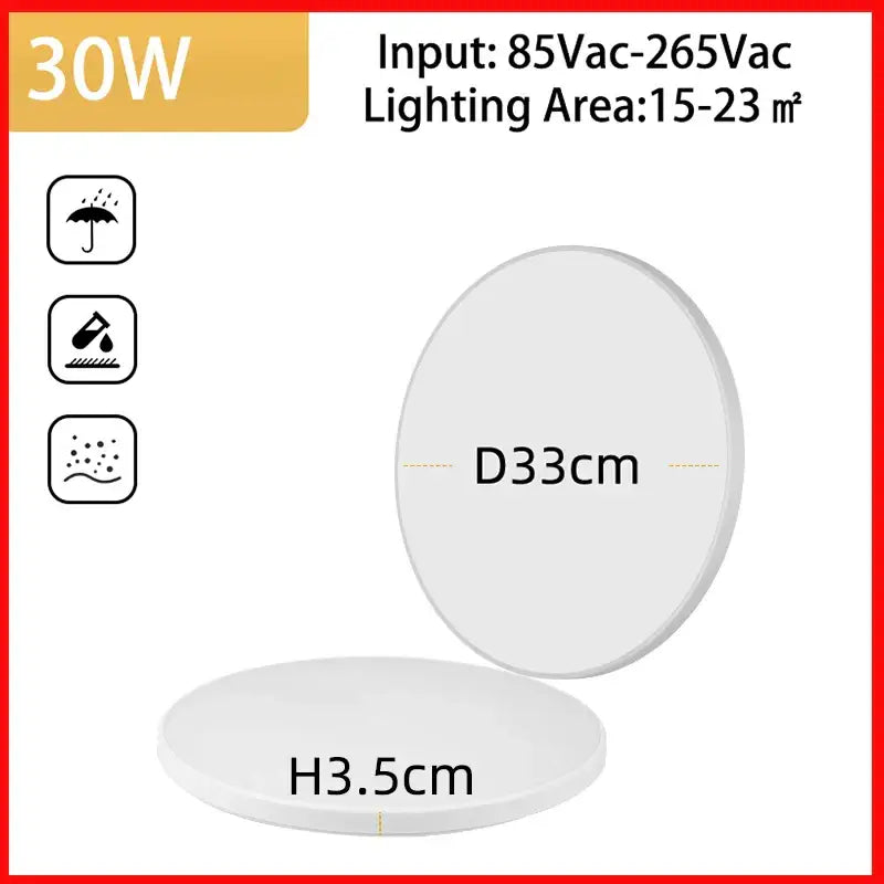 Black LED Circular Bathroom Ceiling Light