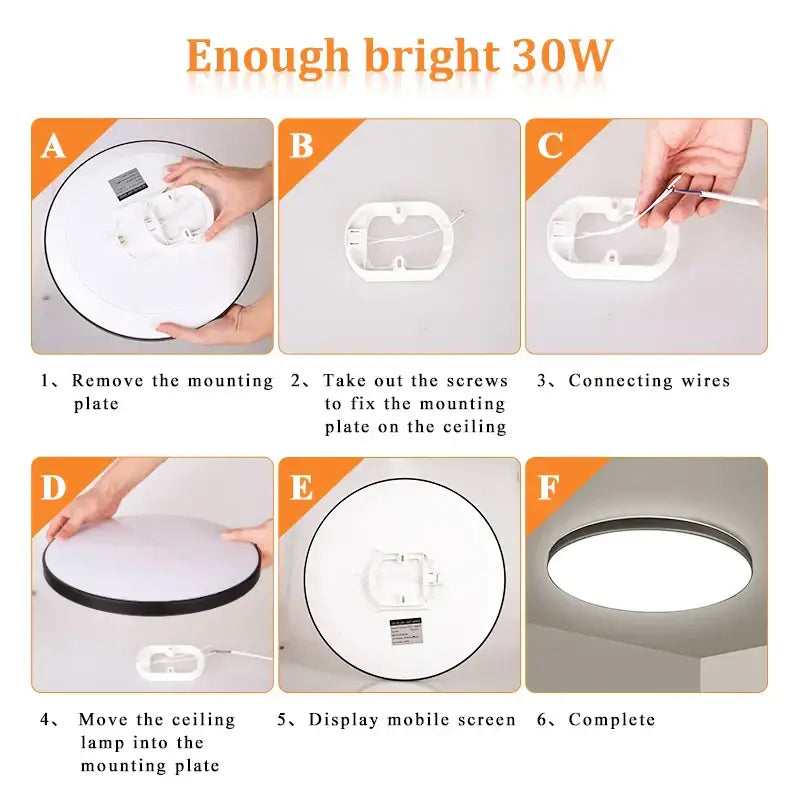 Black LED Circular Bathroom Ceiling Light