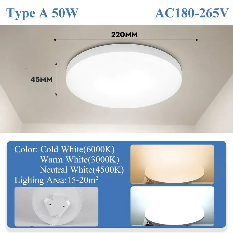 Black LED Circular Bathroom Ceiling Light