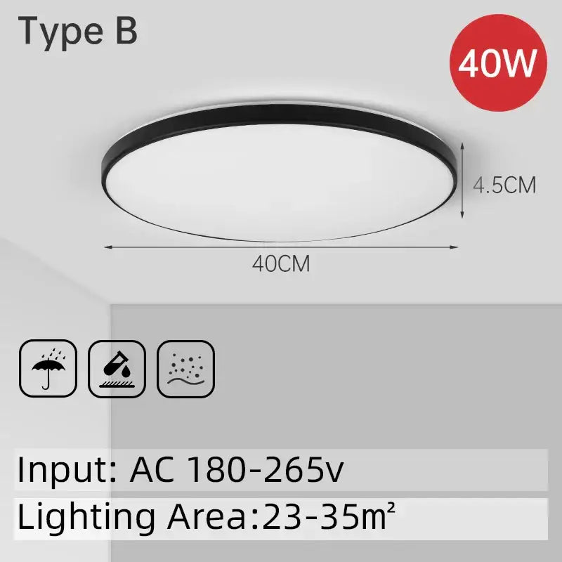 Black LED Circular Bathroom Ceiling Light