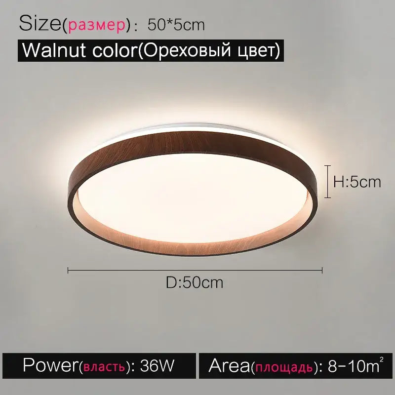 Black White LED Ceiling Lamp Dimmable Walnut