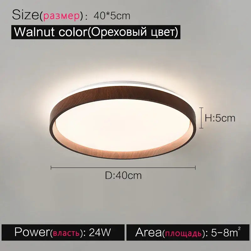 Black White LED Ceiling Lamp Dimmable Walnut