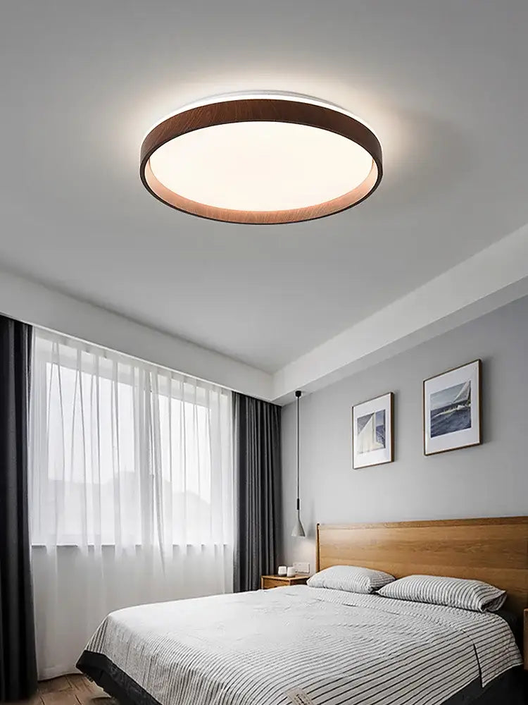 Black White LED Ceiling Lamp Dimmable Walnut
