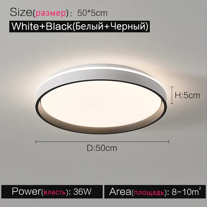 Black White LED Ceiling Lamp Dimmable Walnut