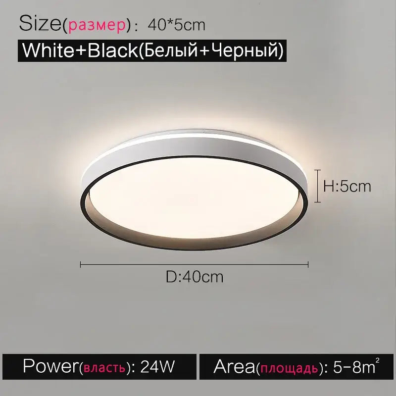 Black White LED Ceiling Lamp Dimmable Walnut