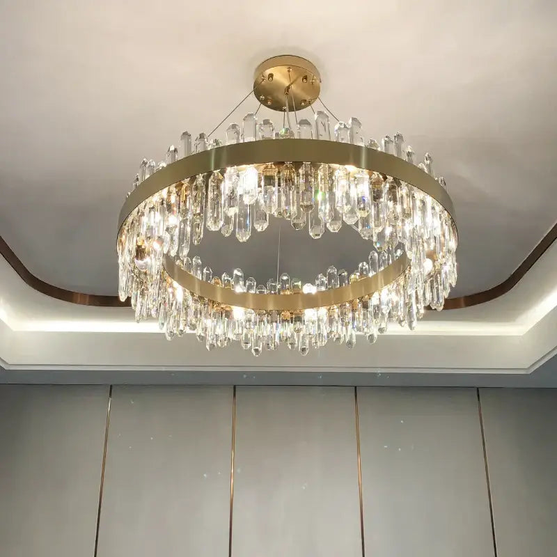 Gold Crystal Postmodern Chandelier