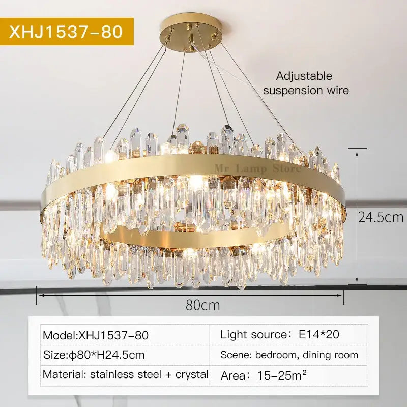 Gold Crystal Postmodern Chandelier