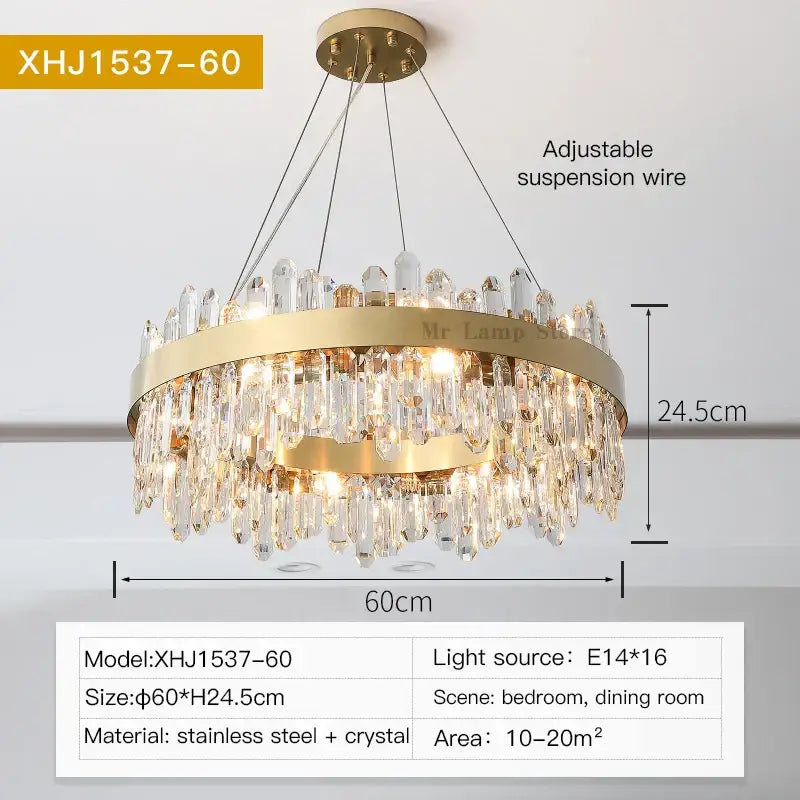 Gold Crystal Postmodern Chandelier