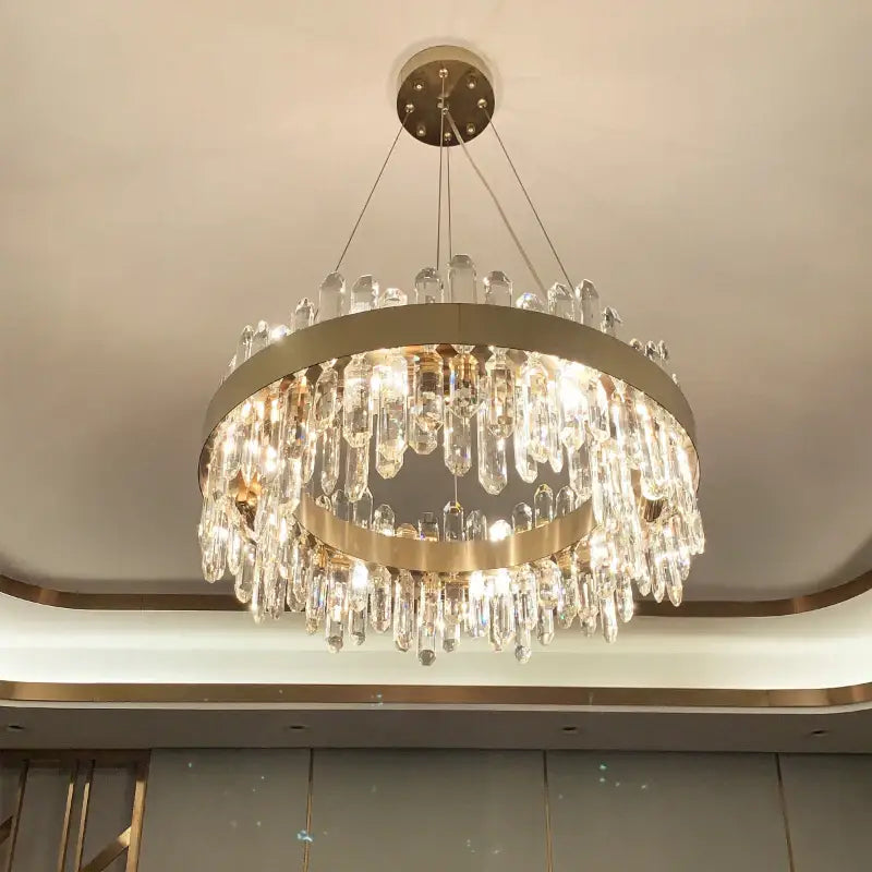 Gold Crystal Postmodern Chandelier