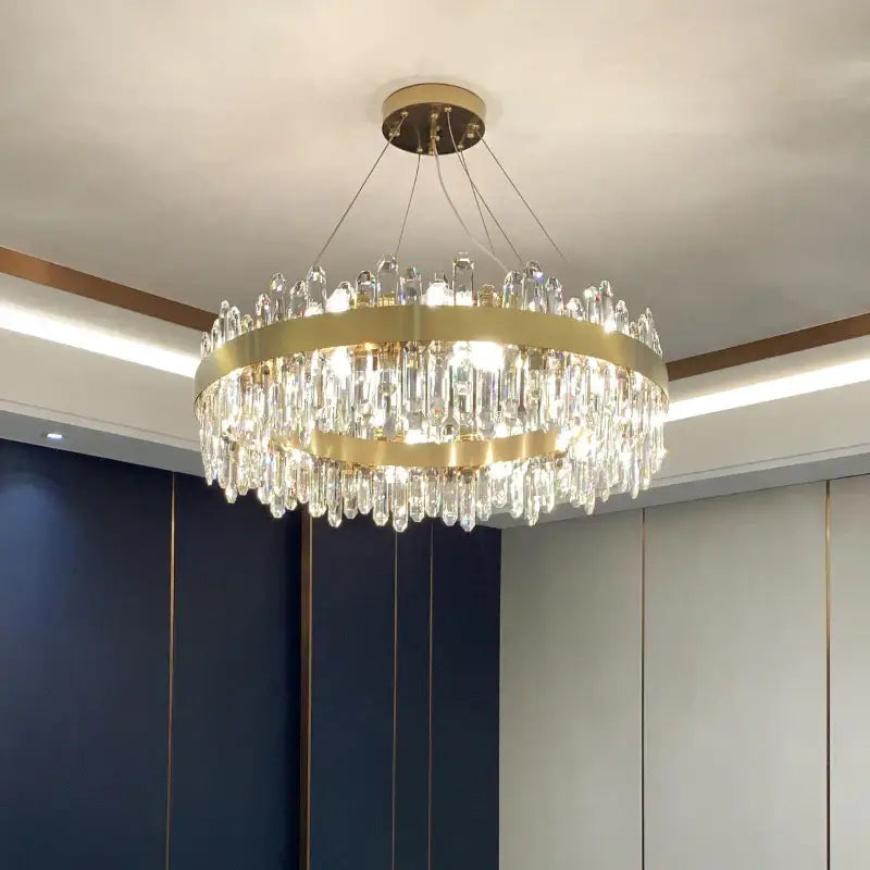 Gold Crystal Postmodern Chandelier