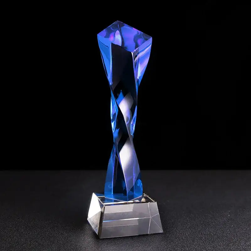 Blue Glass Column Trophy