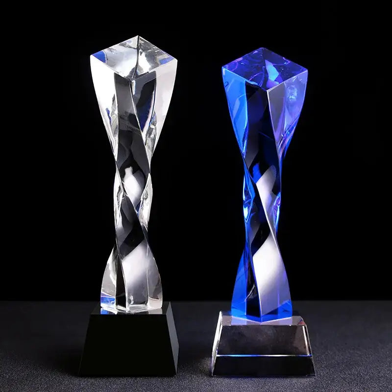 Blue Glass Column Trophy