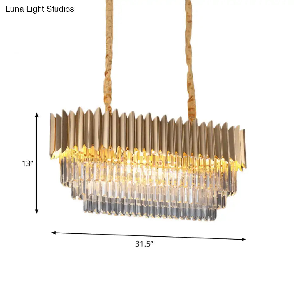 Gold Crystal Oval Block Eight-Light Pendant