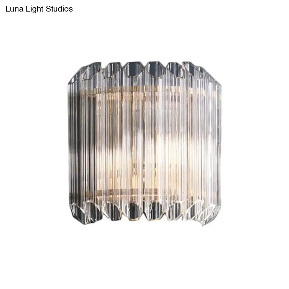 Clear Crystal Half-Drum Wall Sconce