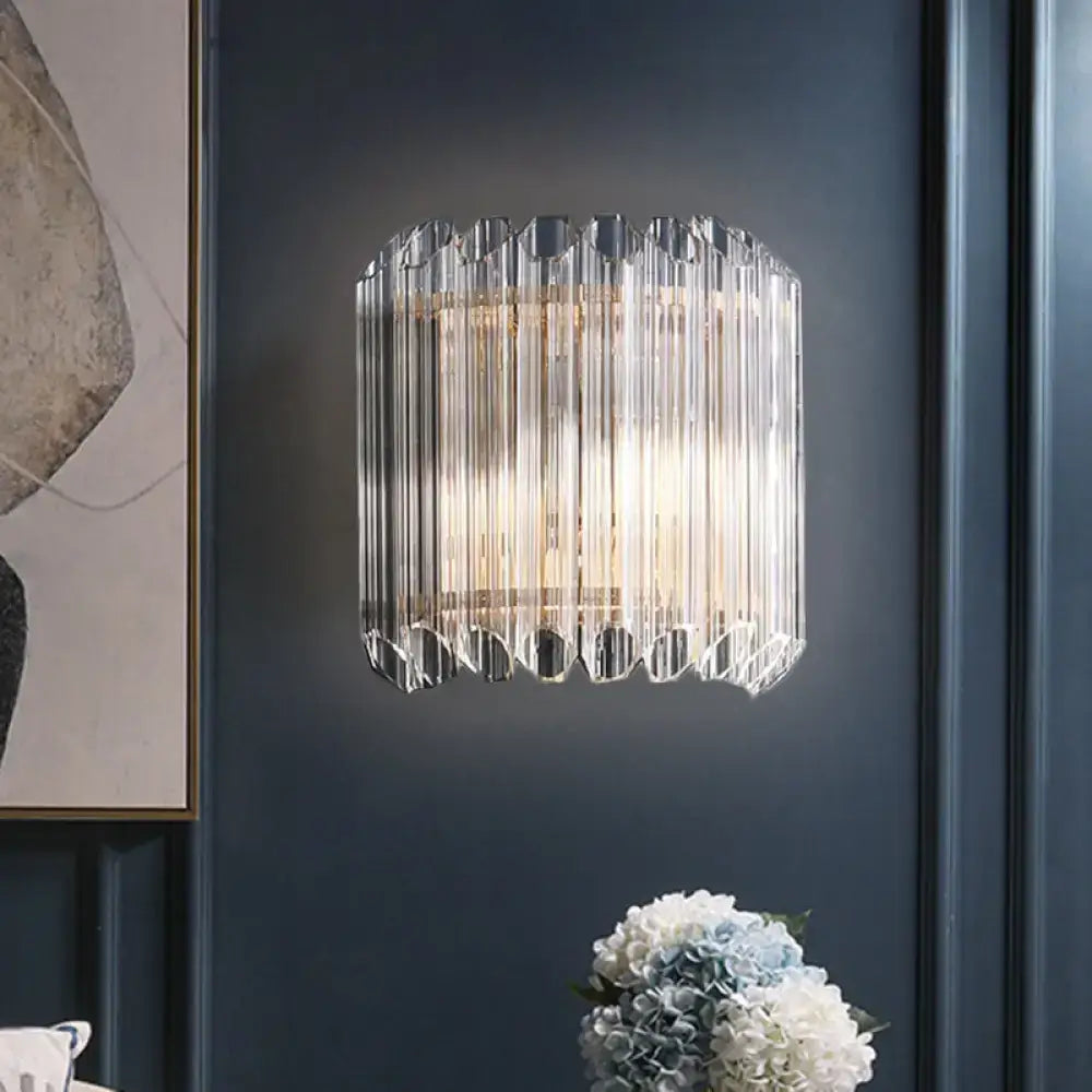 Clear Crystal Half-Drum Wall Sconce