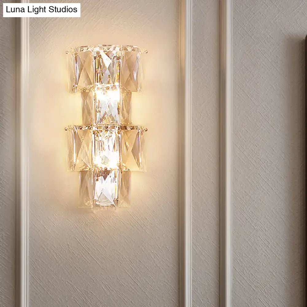 Chrome Crystal Tiered Sconce