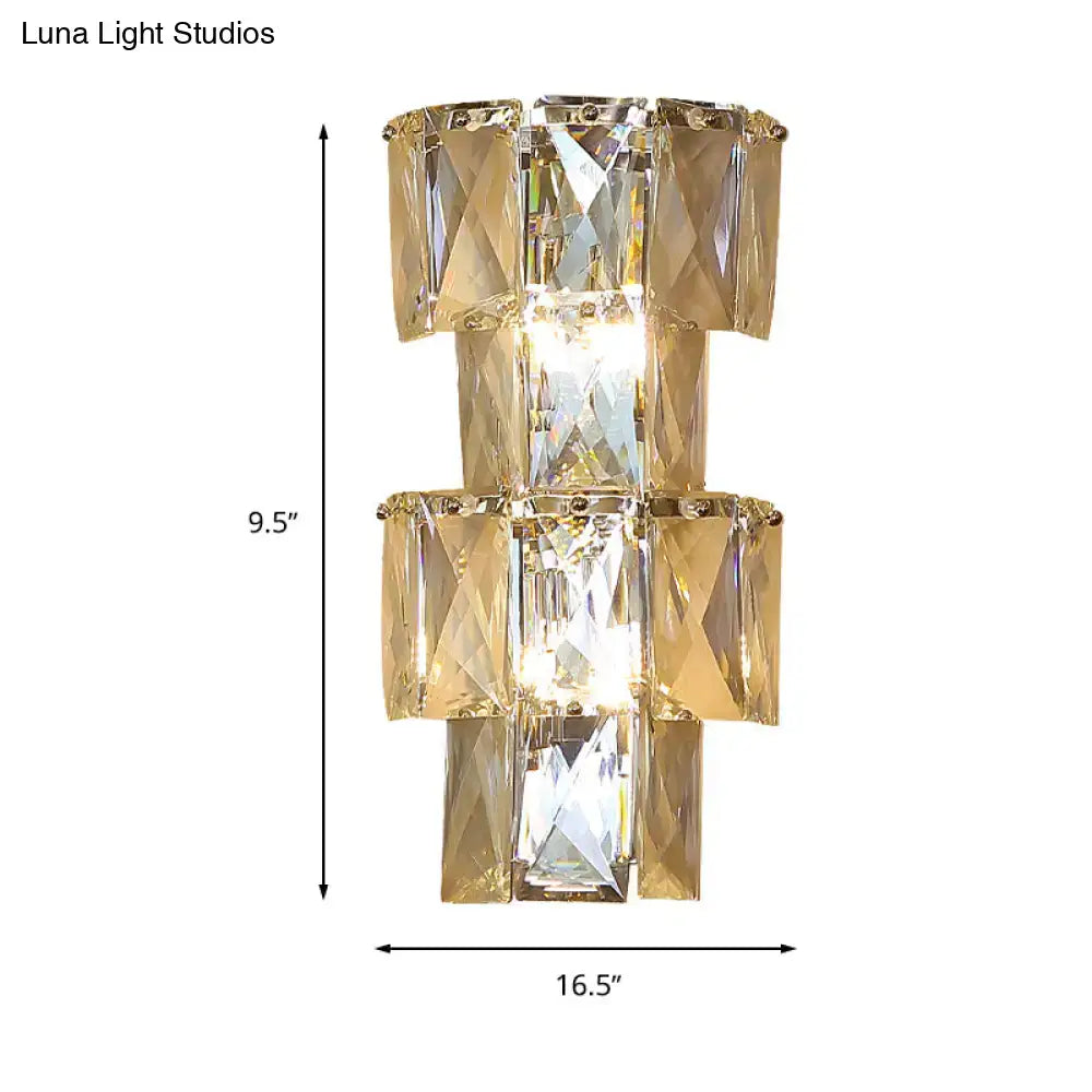 Chrome Crystal Tiered Sconce