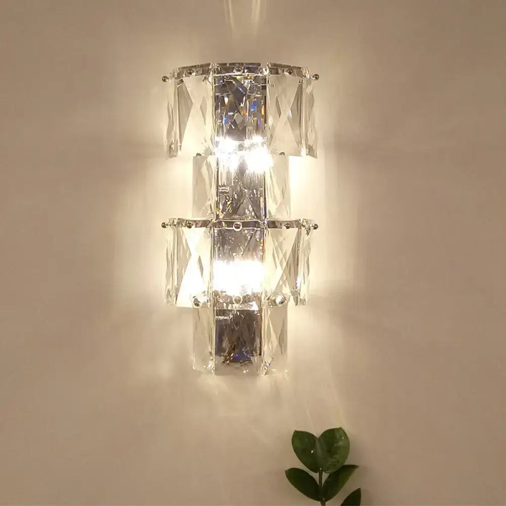 Chrome Crystal Tiered Sconce