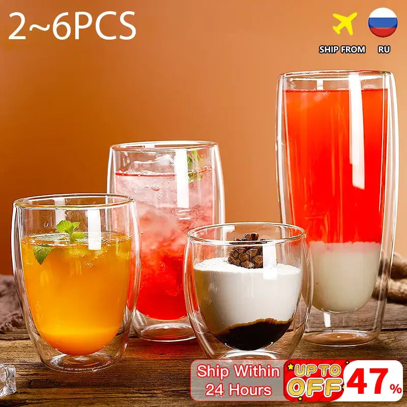 Double Wall Glass Cup Set