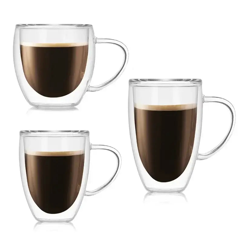 Clear Borosilicate Double Wall Mugs 450ml