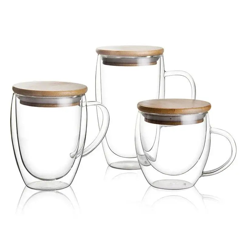Glass Bamboo Lid Tumblers