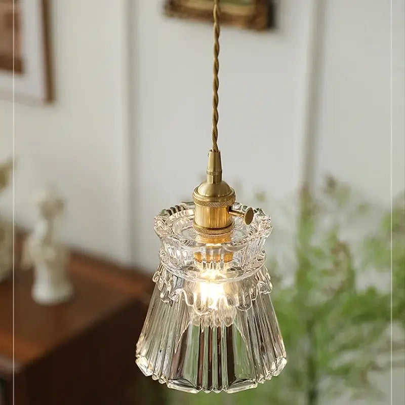 Clear Glass Copper-Canopy Kitchen Pendant