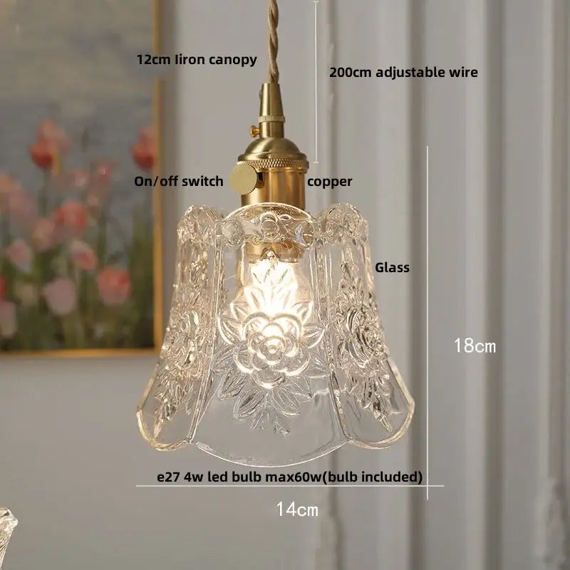 Clear Glass Copper-Canopy Kitchen Pendant