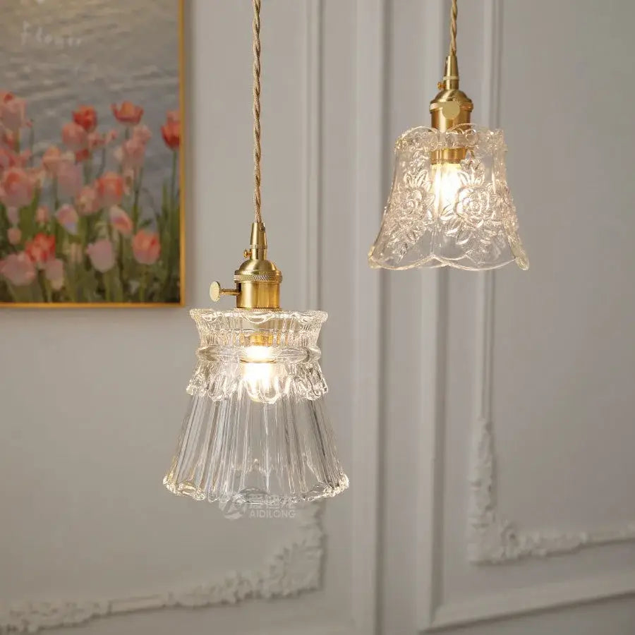 Clear Glass Copper-Canopy Kitchen Pendant