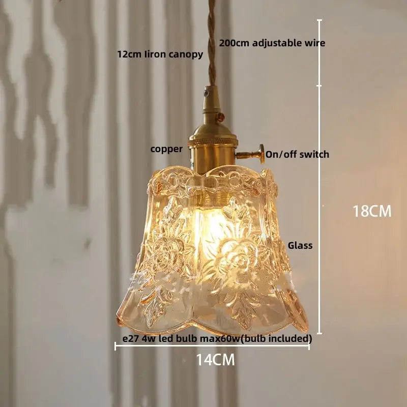 Clear Glass Copper-Canopy Kitchen Pendant