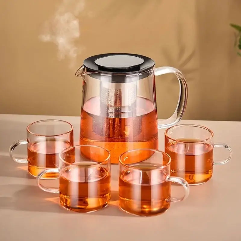Glass Flower Teapot Set