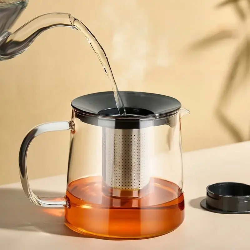 Glass Flower Teapot Set