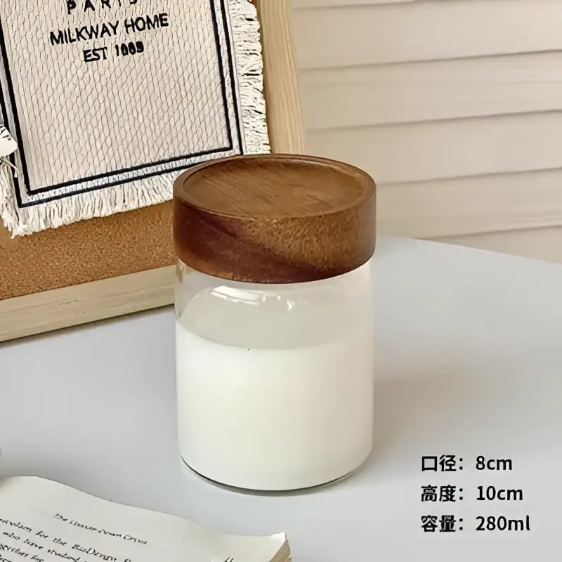 Glass Tea Cup Wood Lid