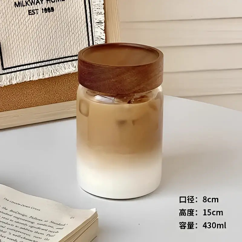 Glass Tea Cup Wood Lid