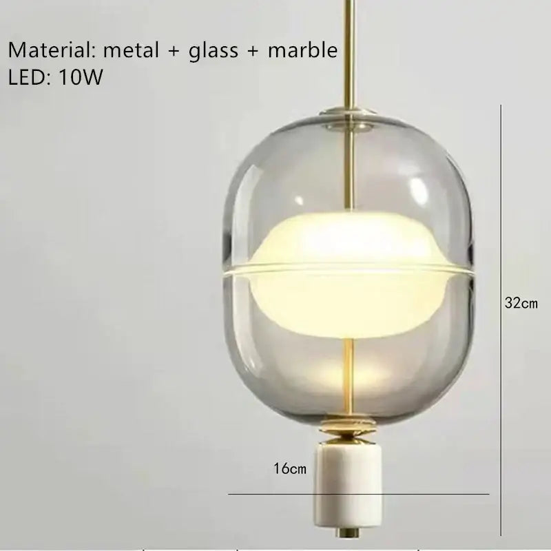 Gray Amber Glass Pendant