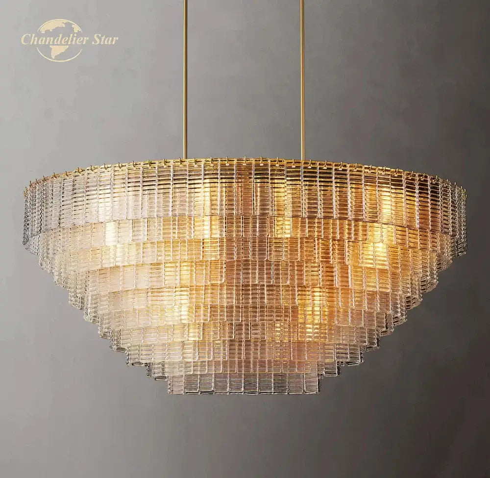 Smoke Glass Oval Chandelier