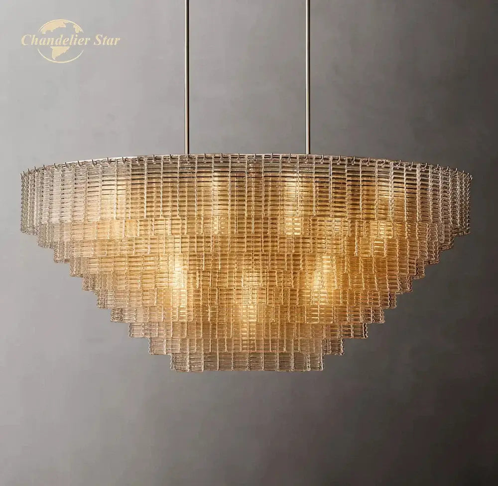 Smoke Glass Oval Chandelier