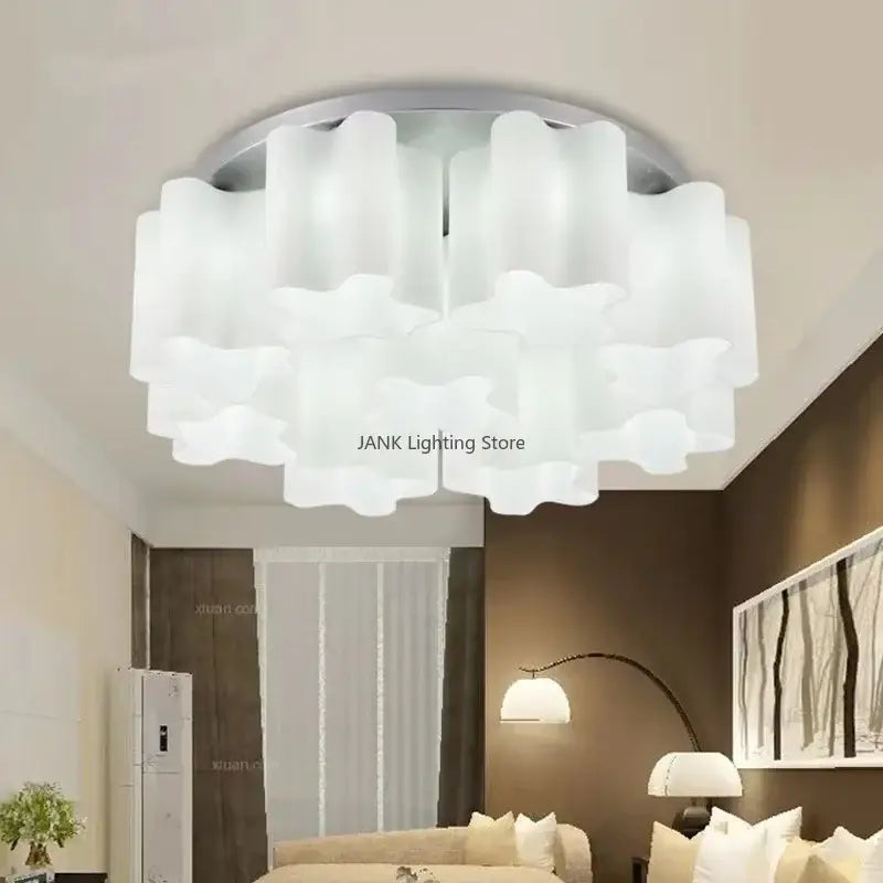 White Black Glass Ceiling Light