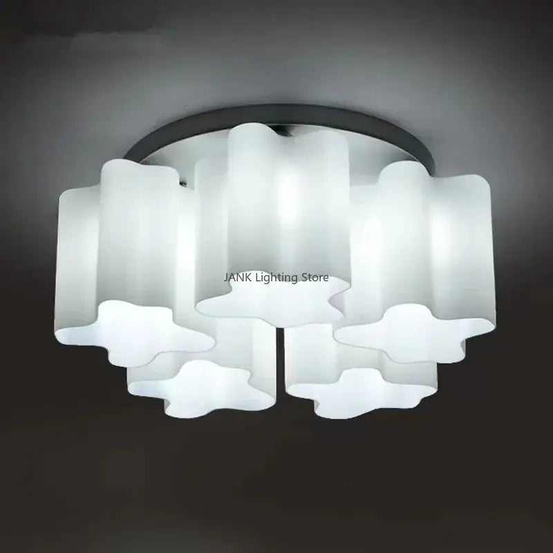 White Black Glass Ceiling Light