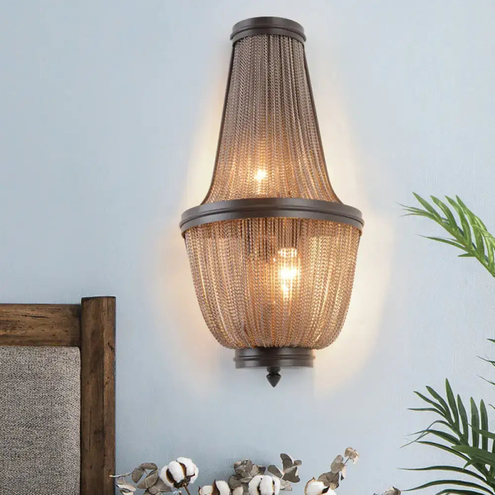 Coffee Silver Chain Wall Lamp Dual-Light Aluminum