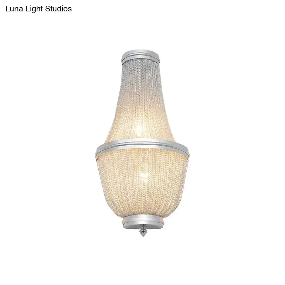 Coffee Silver Chain Wall Lamp Dual-Light Aluminum