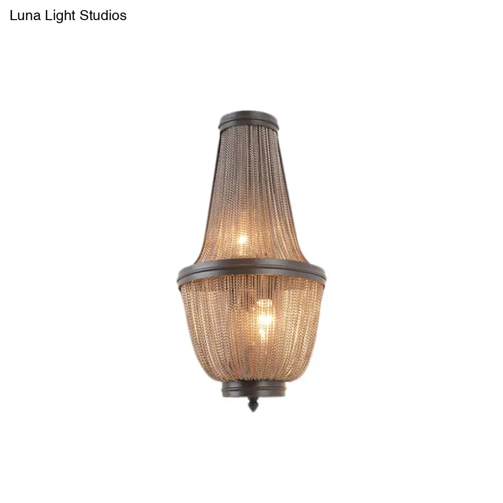 Coffee Silver Chain Wall Lamp Dual-Light Aluminum