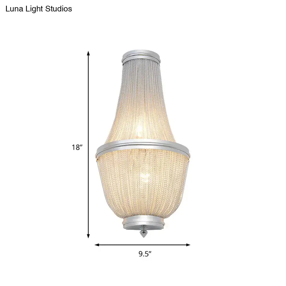 Coffee Silver Chain Wall Lamp Dual-Light Aluminum