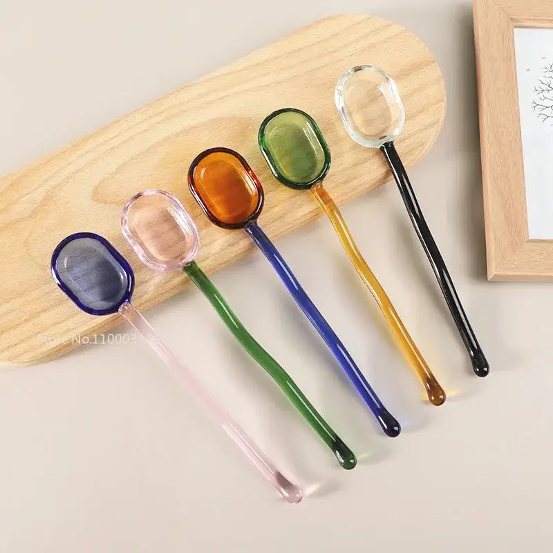 Colorful Glass Dessert Spoons