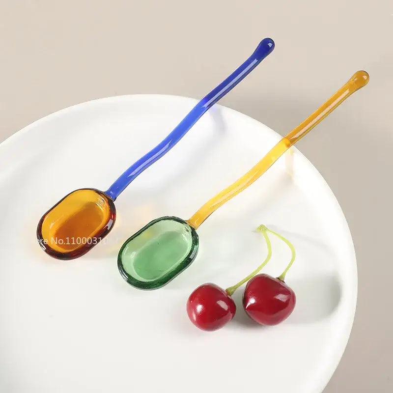 Colorful Glass Dessert Spoons