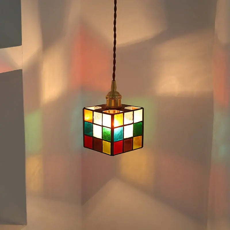 Colorful Glass Cube Pendant