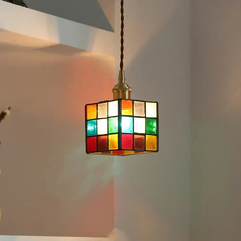 Colorful Glass Cube Pendant