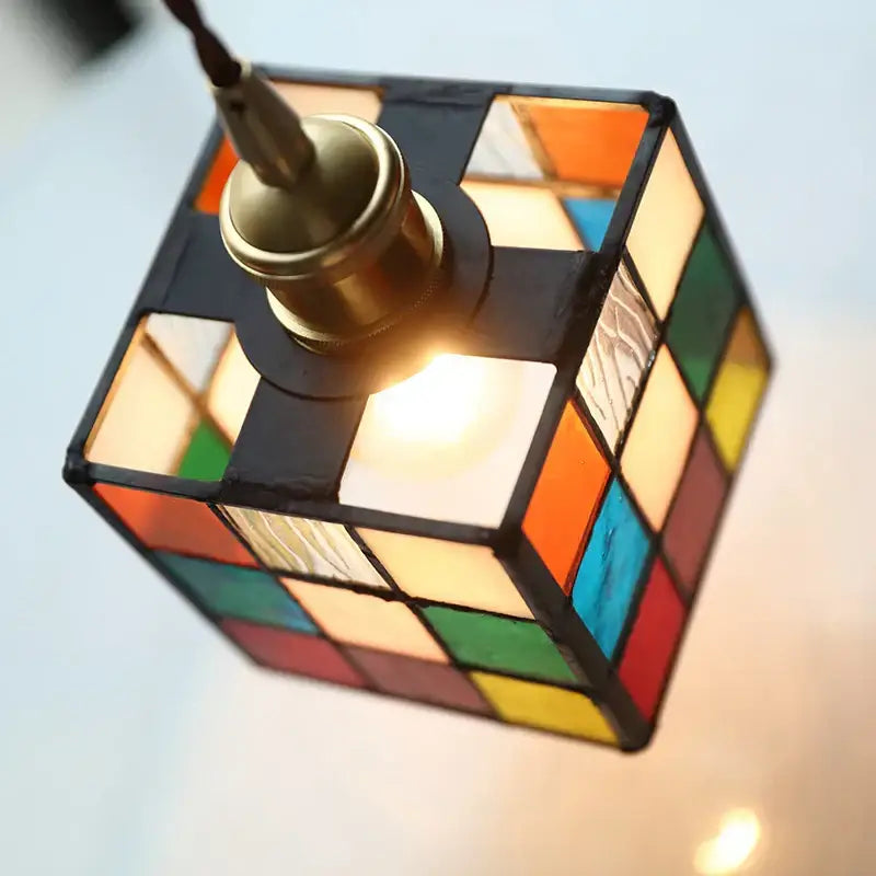 Colorful Glass Cube Pendant