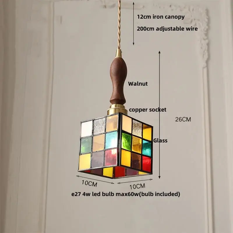 Colorful Glass Cube Pendant