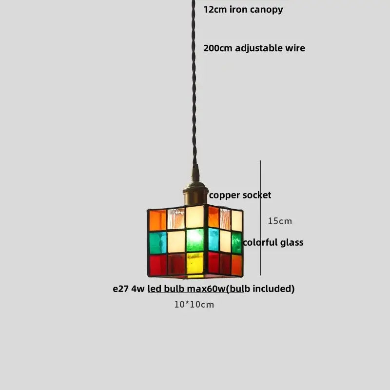 Colorful Glass Cube Pendant