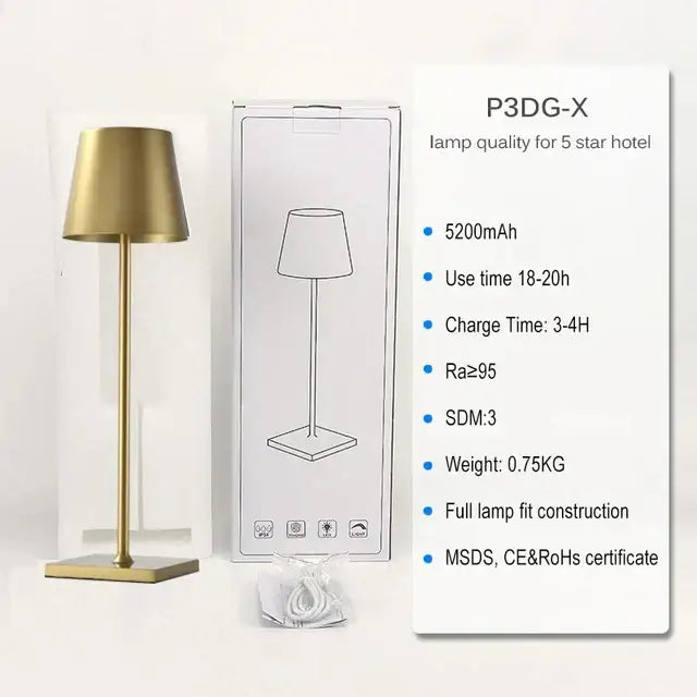 Gold Crystal Rechargeable Table Lamp